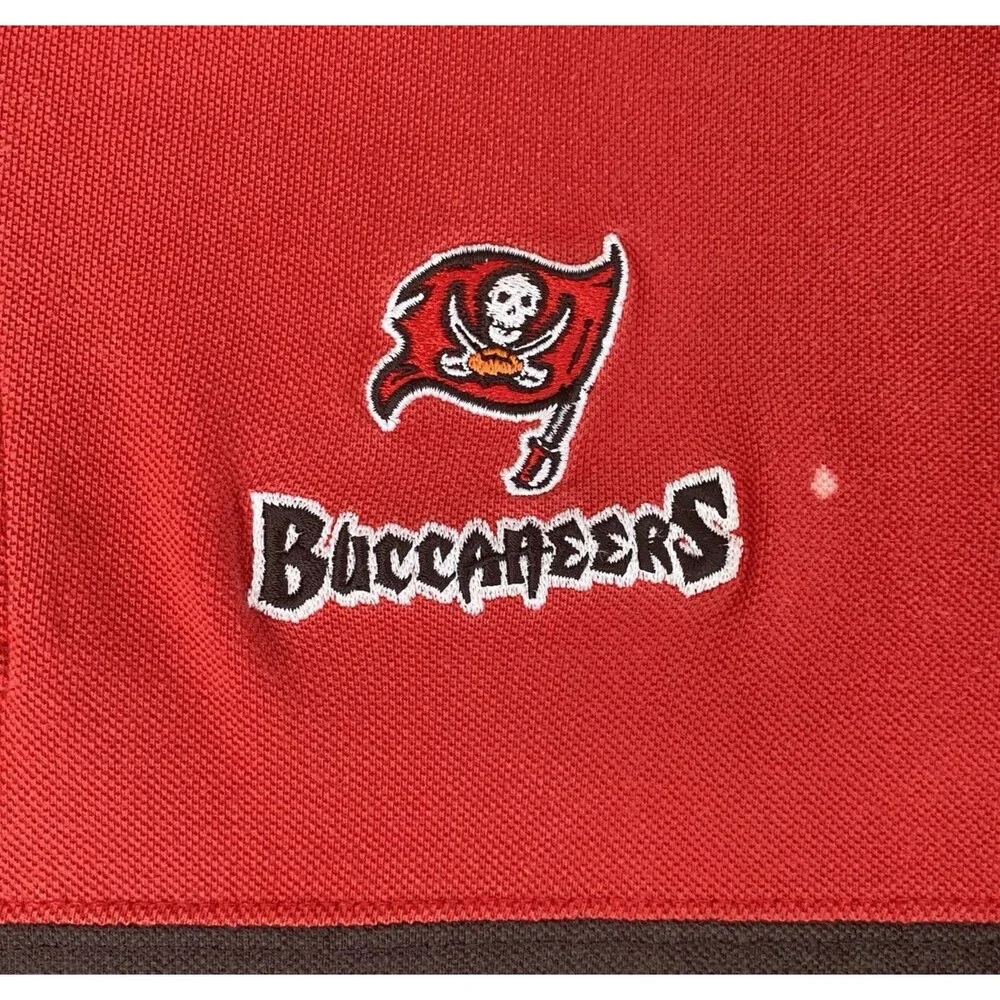 Vtg NFL Tampa Bay Buccaneers Men's Polo Shirt Short Sleeve Red Black Size Medium